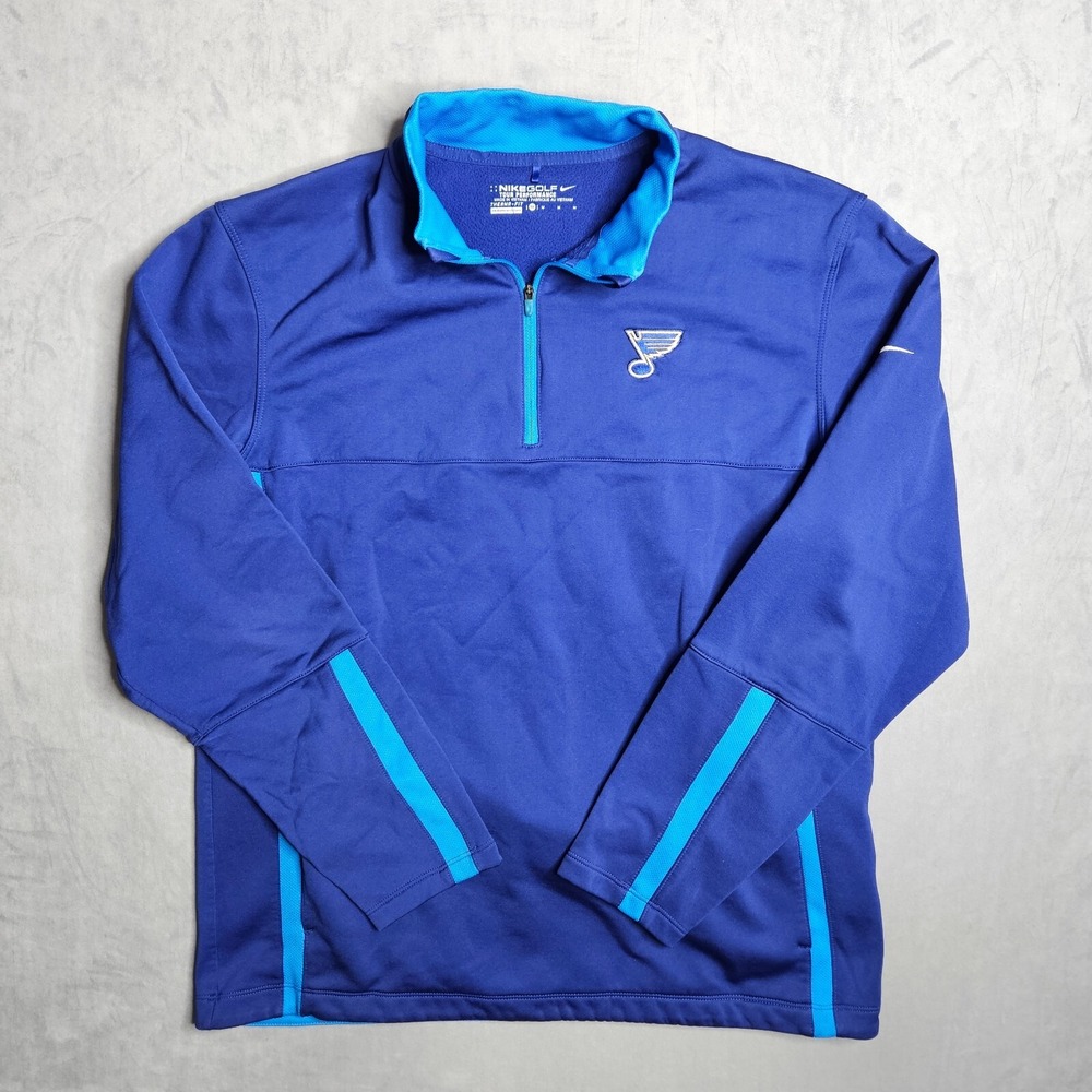 Nike Golf St Louis Blues Sweatshirt Mens Medium Tour Performance 1/4 Zip Pockets